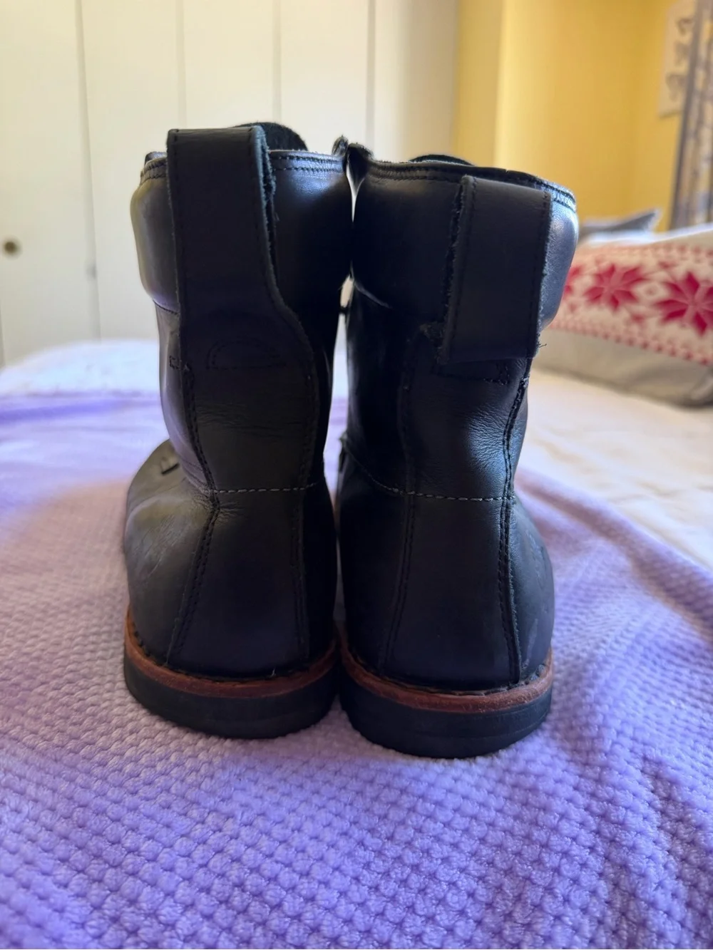 Men's Black Timberland waterproof Leather Lace-Up Work Boots size 10.5